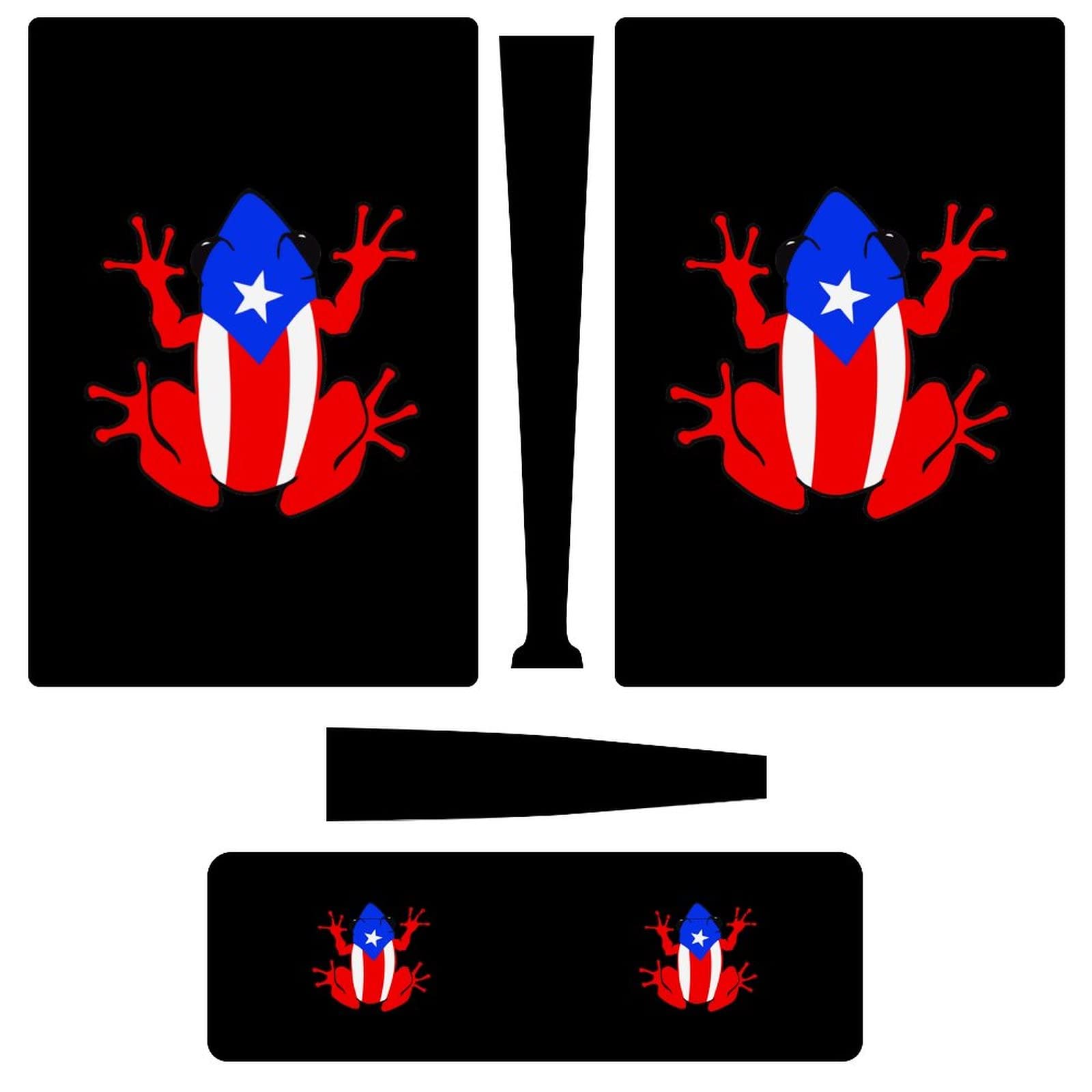 Puerto Rico Flag Frog 3pcs Whole Body Decal Cover Sticker for PS5 Digital Edition for PS5 Console and Controller