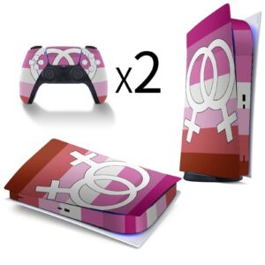 Lesbian Pride Flag 3pcs Whole Body Decal Cover Sticker for PS5 Digital Edition for PS5 Console and Controller