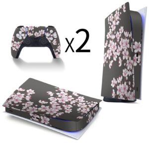 Cherry Blossom 3pcs Whole Body Decal Cover Sticker for PS5 Digital Edition for PS5 Console and Controller