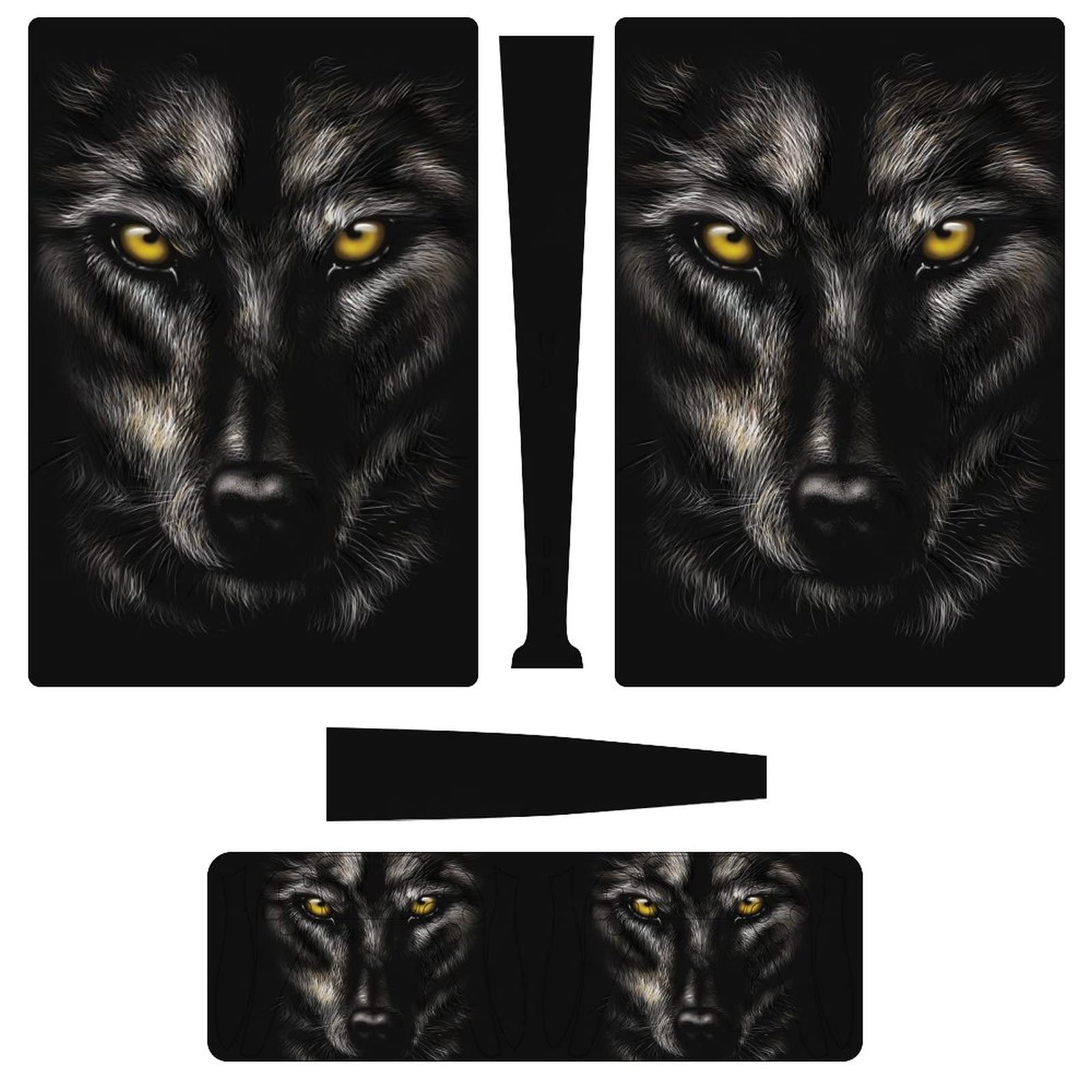 Black Wolf 3pcs Whole Body Decal Cover Sticker for PS5 Digital Edition for PS5 Console and Controller