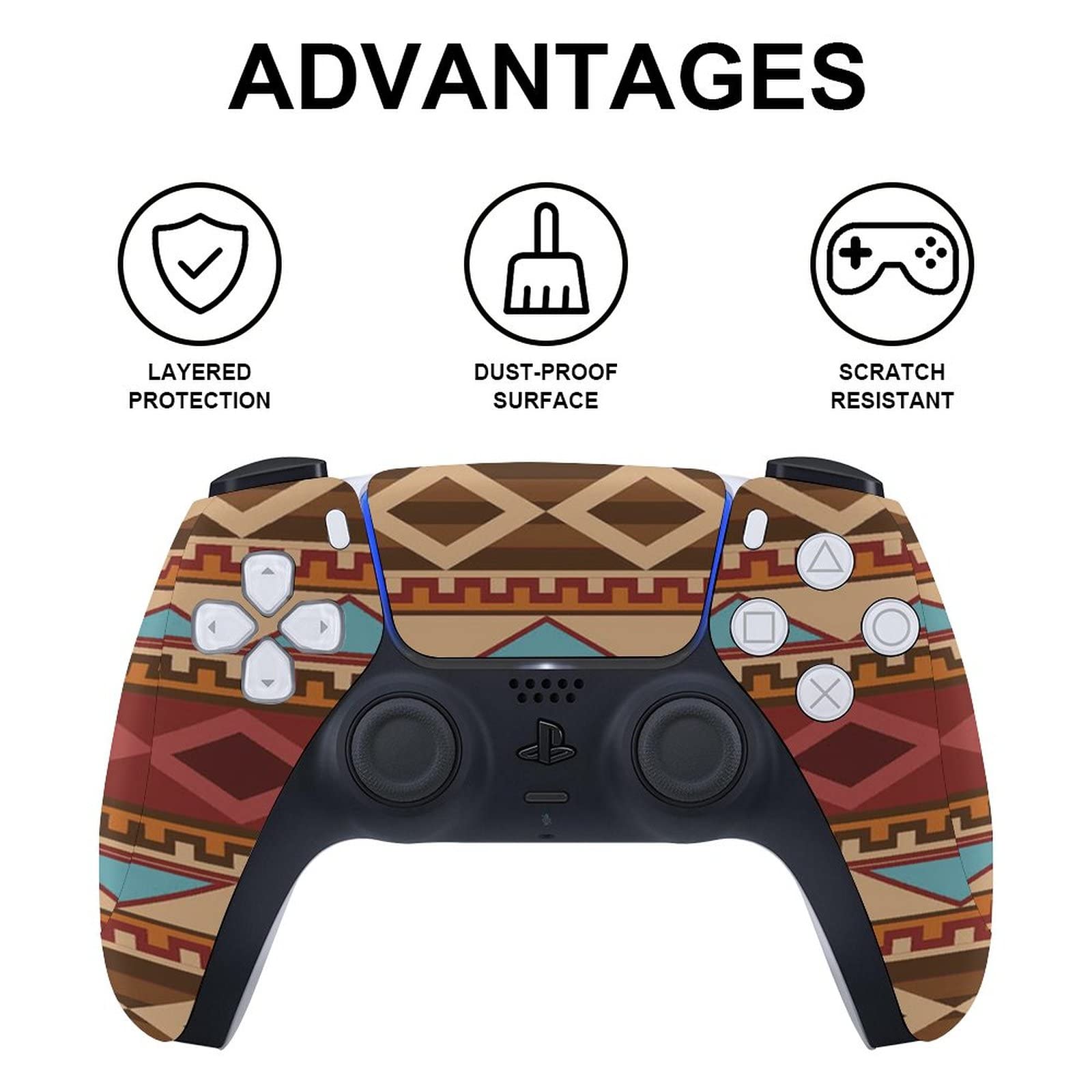 Navajo Native American Pattern 3pcs Whole Body Decal Cover Sticker for PS5 Digital Edition for PS5 Console and Controller