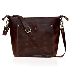 RUZIOON "IMAGINATION AT WORK." Leather Crossbody Bags for Women, leather purses and handbags, Leather Shoulder sling bag, Leather tote bag (dark brown)