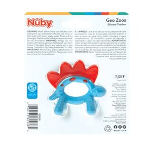 Nuby Geo Zoos Massaging Teether - Baby Teething Toy - Soft Easy Grip - 3+ Months - Dino