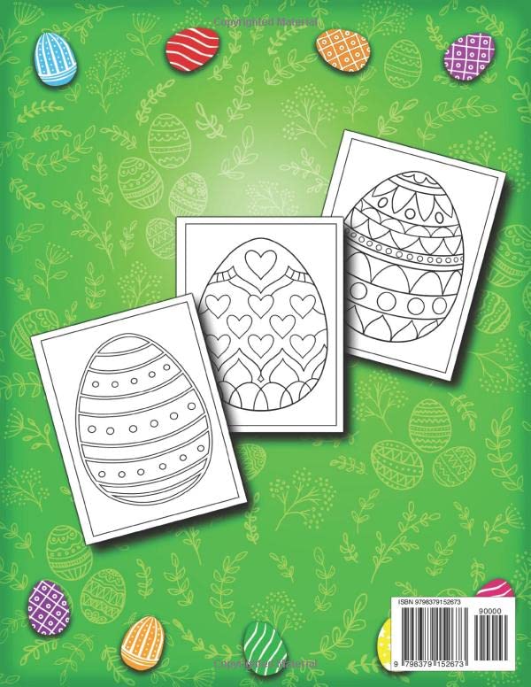 Easter Basket Stuffers: Easter Eggs Coloring Book For Kids Ages 4-8