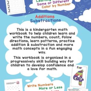 Kindergarten Math Activity Workbook: Basic Mathematics Learning Book for Preschool and 1st Grade Children| Fun Activities Addition & Substraction + Worksheets for Kids Ages 3-6