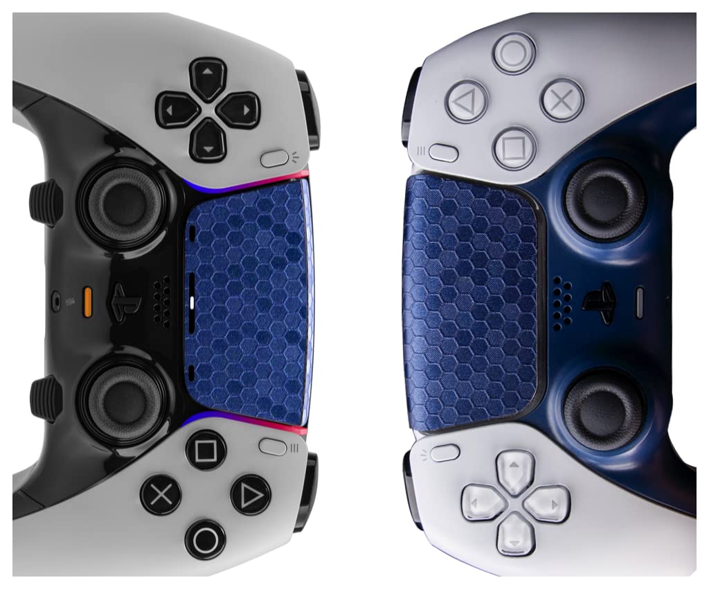 TouchProtect Blue Hex Pro Bundle for PS5 | Dualsense Edge & Standard Dualsense Textured Trackpad Skin Combo Pack.