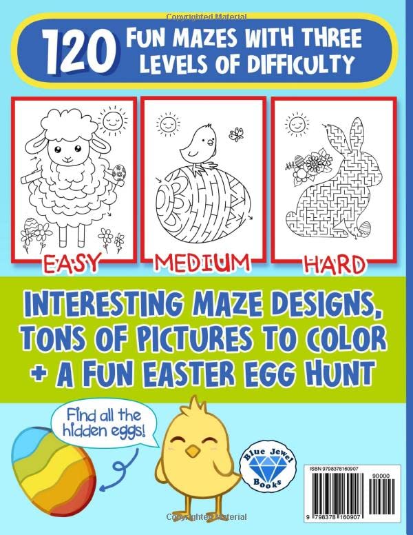 Easter Maze Book for Kids: Easter Basket Stuffers: An Easter Activity Book with Mazes, Coloring and Easter Egg Hunt