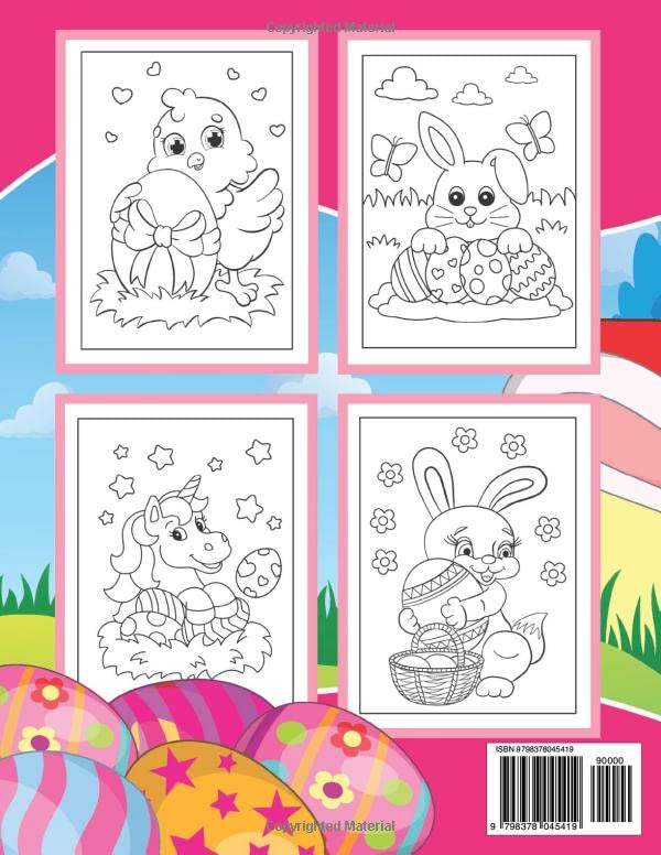 Easter Coloring Book for Kids: 50 Super Cute Big and Easy Designs with Bunnies, Chicks, Baskets, Eggs and More!