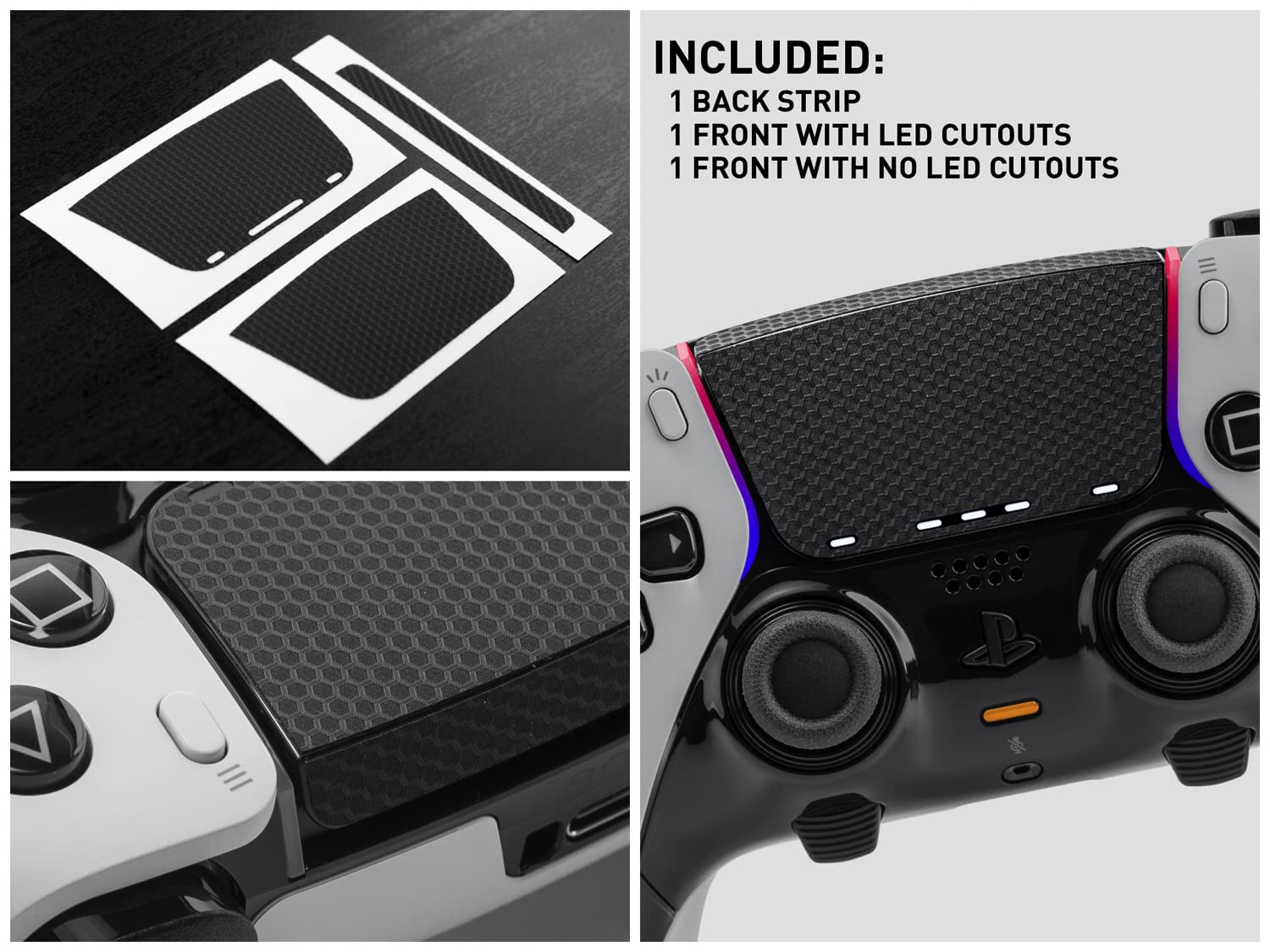 TouchProtect Mini Hex Pro Bundle for PS5 | Dualsense Edge & Standard Dualsense Textured Trackpad Skin Combo Pack.