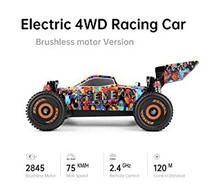 WLtoys 184016 Scale 1/18 75KM/H 2.4G RC Car Brushless 4WD Electric High Speed Off-Road Remote Control Drift Toys for Children Racing (184016 1 * 1500mAh)