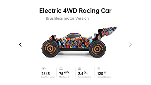 WLtoys 184016 Scale 1/18 75KM/H 2.4G RC Car Brushless 4WD Electric High Speed Off-Road Remote Control Drift Toys for Children Racing (184016 1 * 1500mAh)