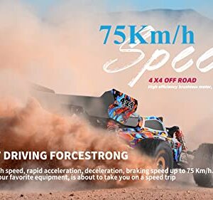 WLtoys 184016 Scale 1/18 75KM/H 2.4G RC Car Brushless 4WD Electric High Speed Off-Road Remote Control Drift Toys for Children Racing (184016 1 * 1500mAh)