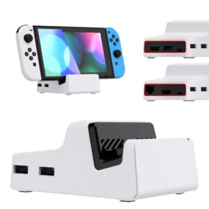 extremerate airydocky diy kit white replacement case for nintendo switch dock, redesigned portable mini dock shell cover for nintendo switch oled - shells only, dock & circuit board chip not included