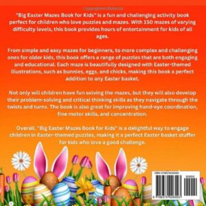 Easter Basket Stuffers: Big Easter Mazes Book for Kids: 150 Mazes of 3 Difficulty Levels: Activity Book for Kids