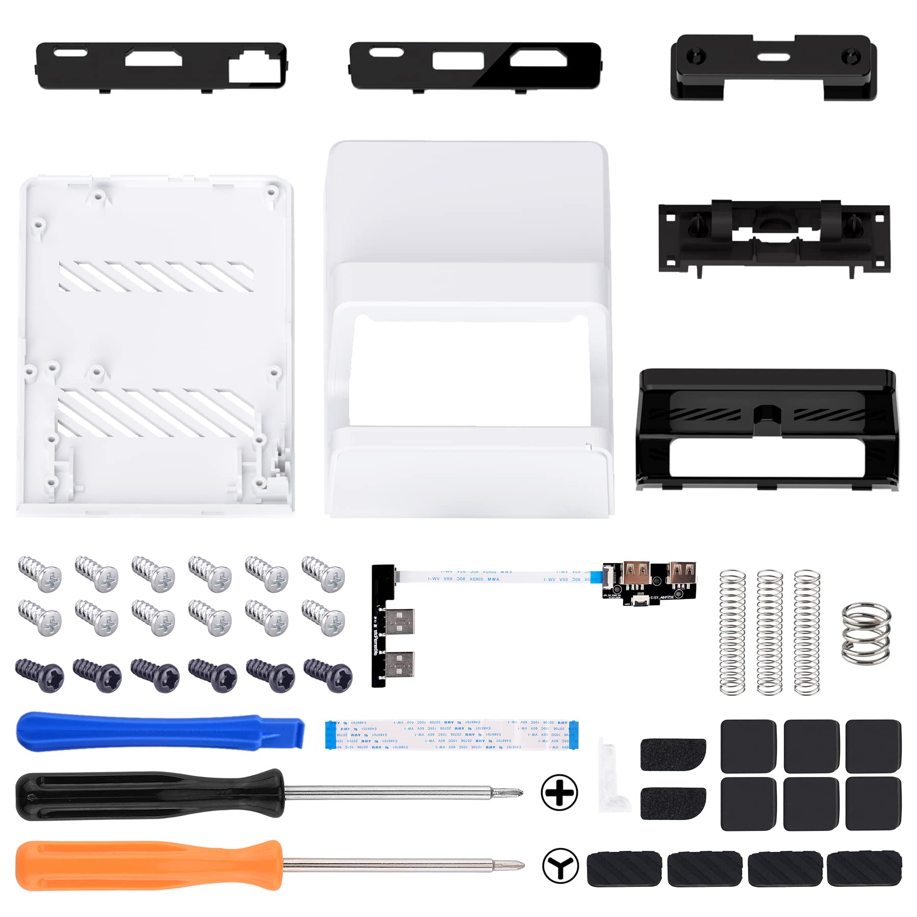 eXtremeRate AiryDocky DIY Kit White Replacement Case for Nintendo Switch Dock, Redesigned Portable Mini Dock Shell Cover for Nintendo Switch OLED - Shells Only, Dock & Circuit Board Chip NOT Included