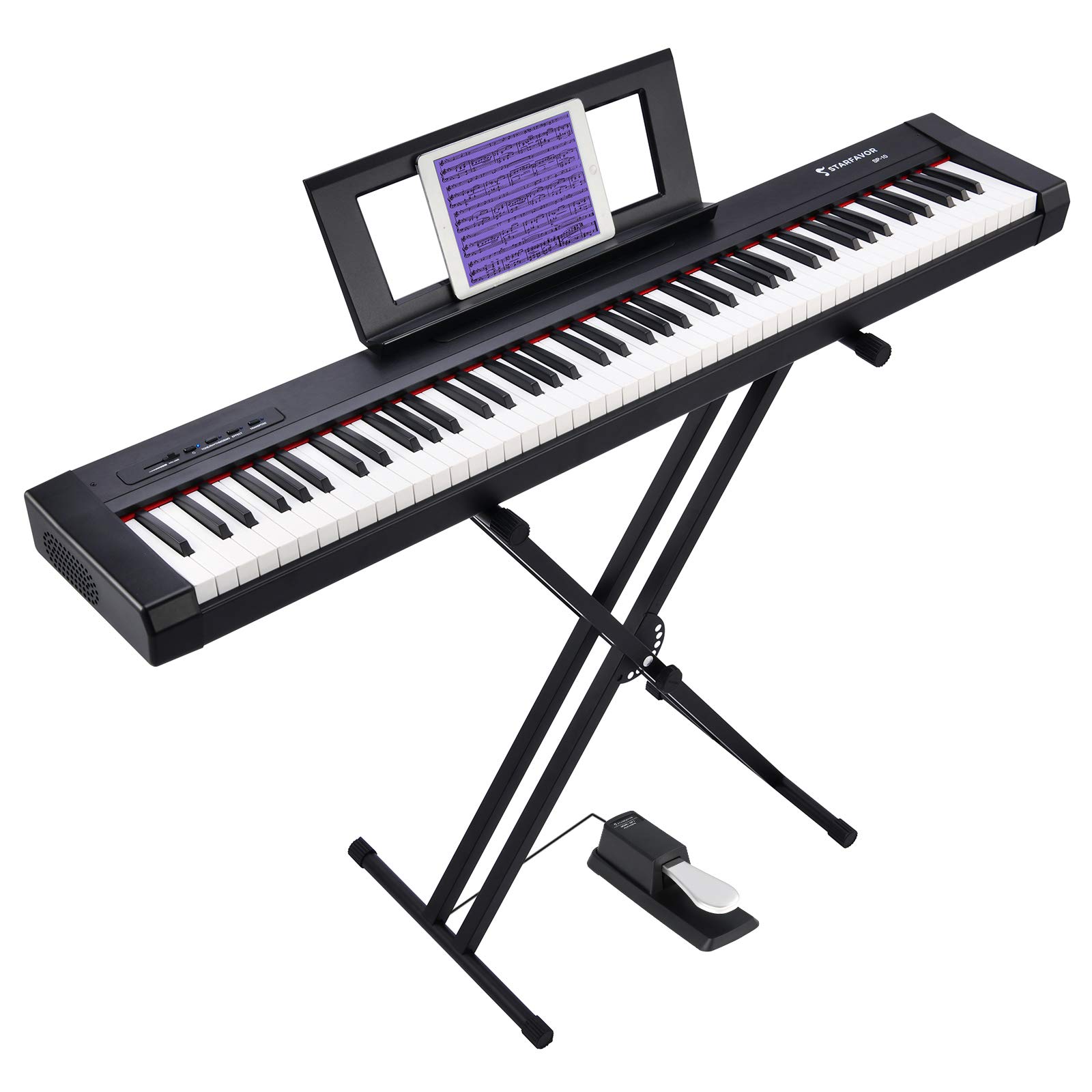 Starfavor 88 Key Digital Piano Beginner Electric Keyboard & Starfavor Piano Bench Adjustable