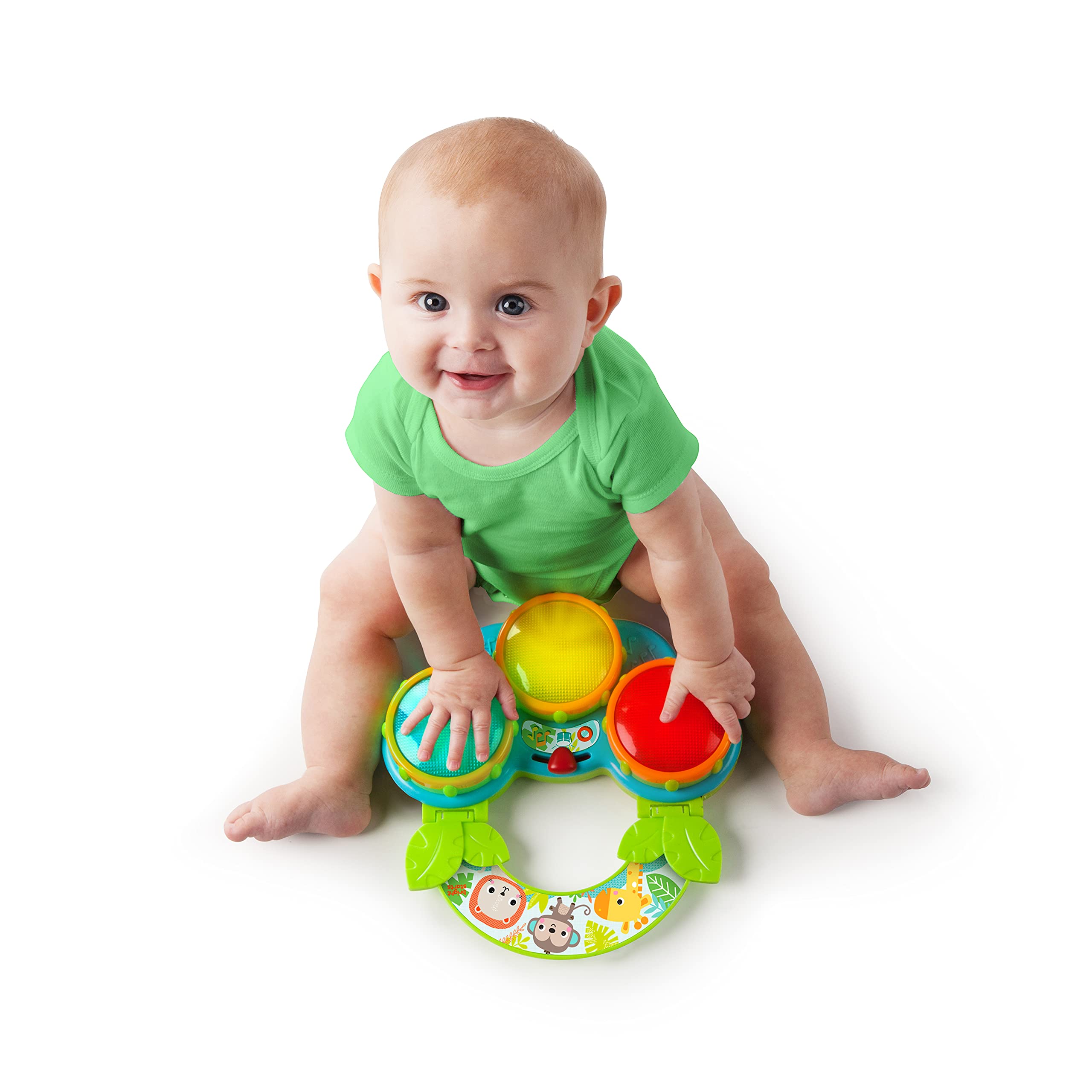 Bright Starts Safari Beats Musical Drum Toy with Lights, Ages 3 Months +, Multi (Pack of 2)