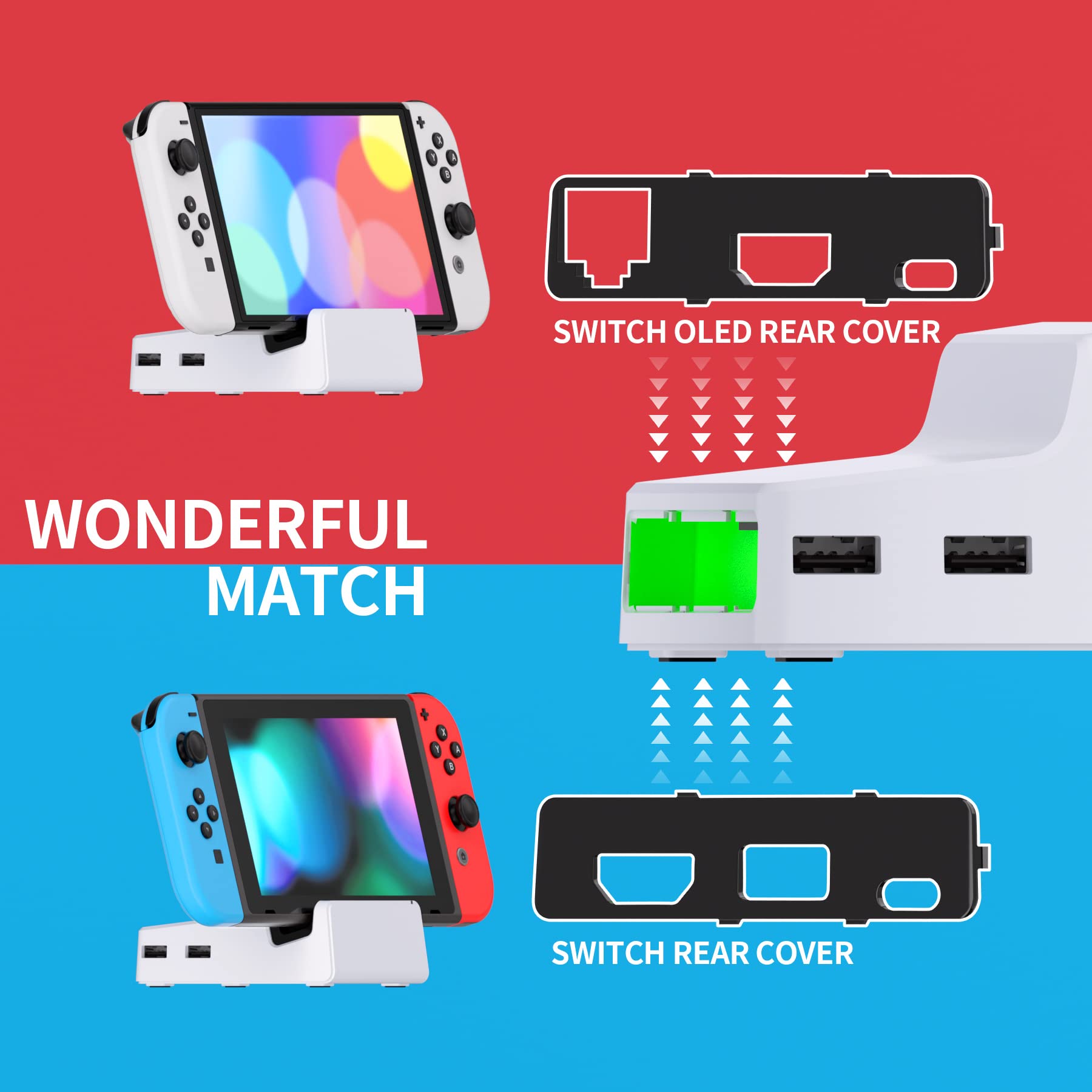 eXtremeRate AiryDocky DIY Kit White Replacement Case for Nintendo Switch Dock, Redesigned Portable Mini Dock Shell Cover for Nintendo Switch OLED - Shells Only, Dock & Circuit Board Chip NOT Included