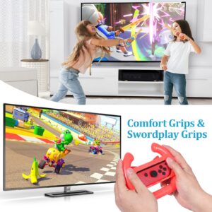 2023 Switch Sports Accessories,12 in 1 Nintendo Switch Sports with Tennis Rackets,Sword Grips,Golf Clubs,Wrist Dance Bands & Leg Strap,Joy-con Wrist Band