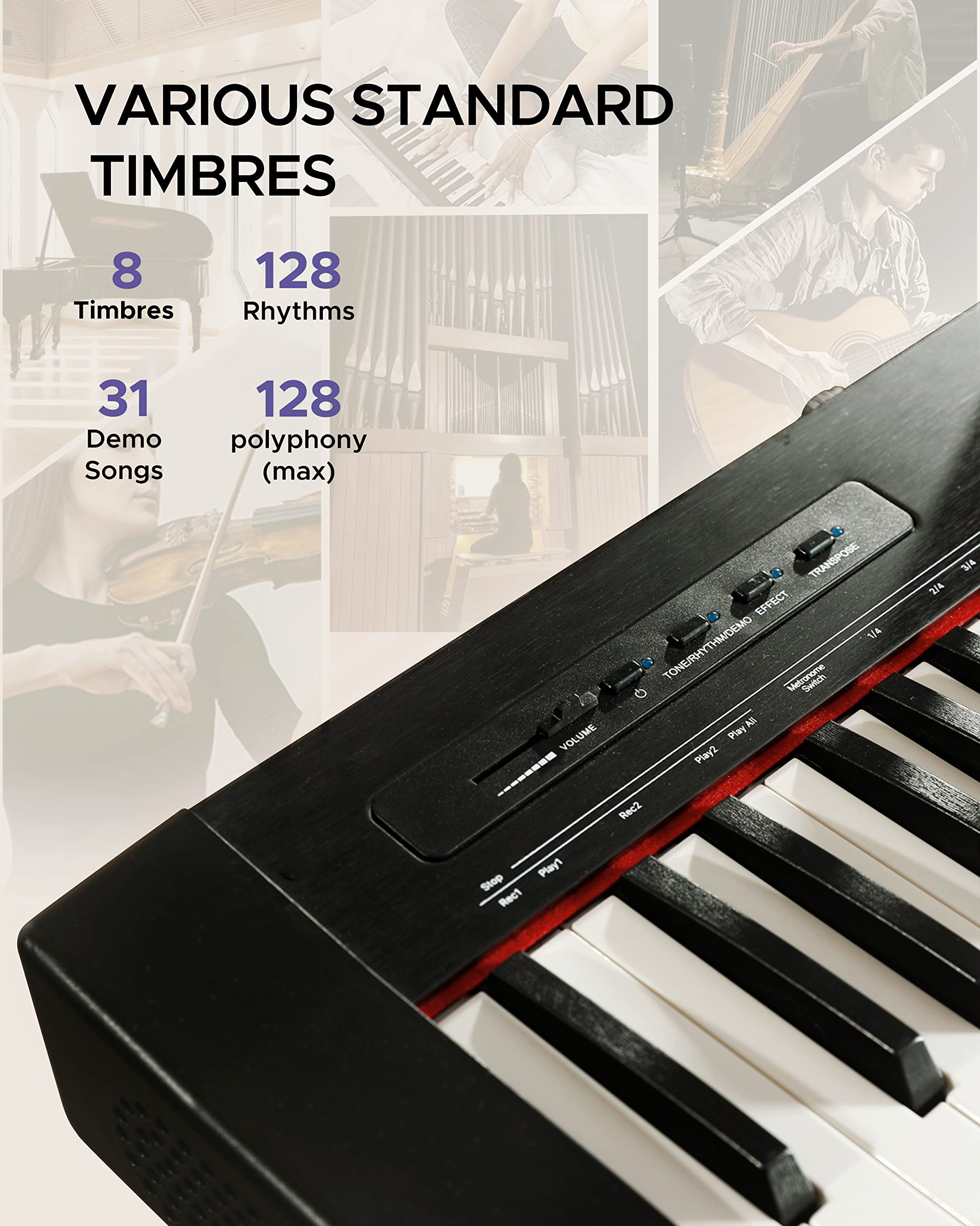 Starfavor 88 Key Digital Piano Beginner Electric Keyboard & Starfavor Piano Bench Adjustable