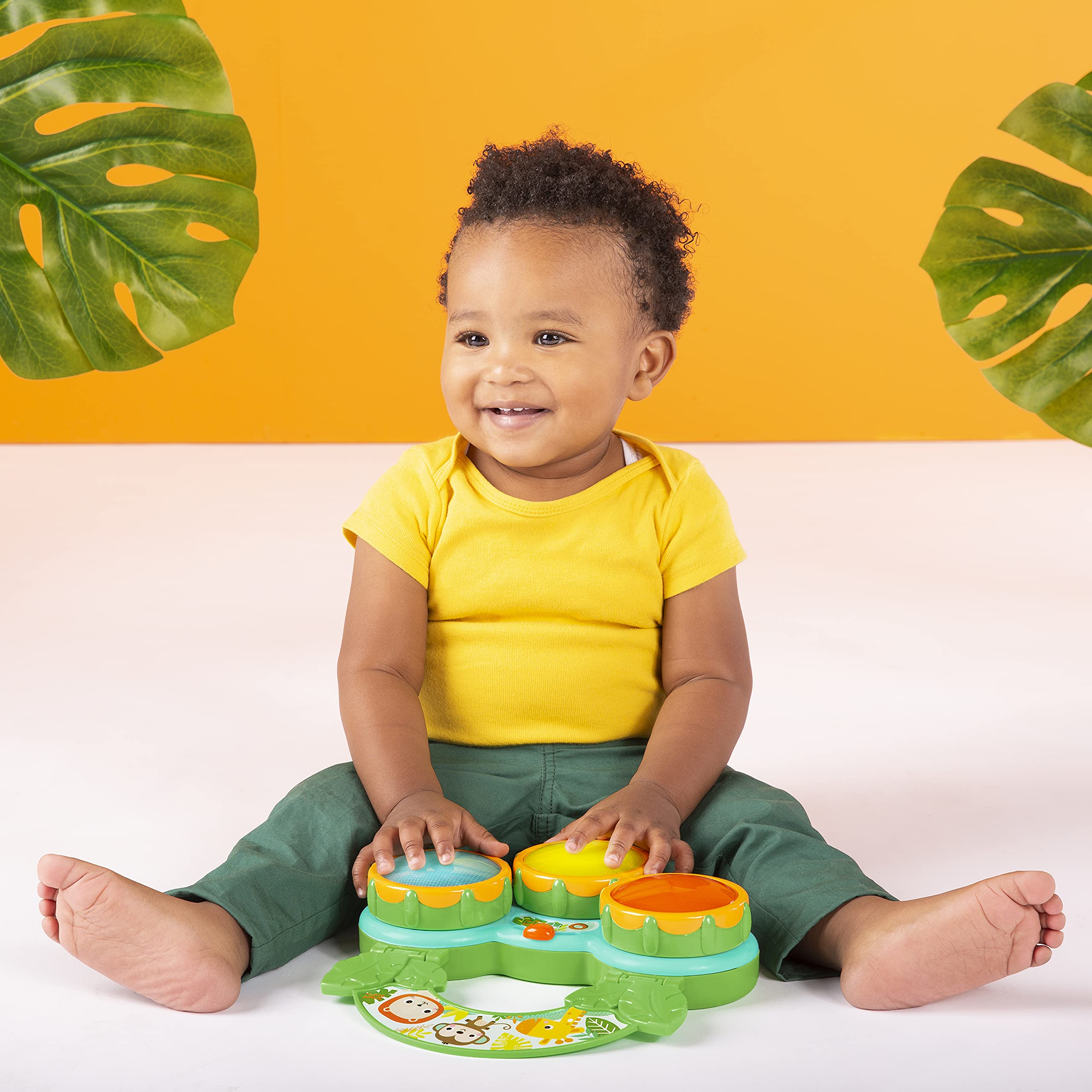 Bright Starts Safari Beats Musical Drum Toy with Lights, Ages 3 Months +, Multi (Pack of 2)