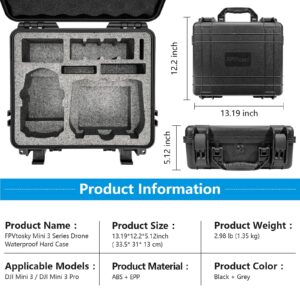 FPVtosky Hard Case for DJI Mini 3/Mini 3 pro,Waterproof Carrying Case for DJI Mini 3 Series with DJI RC Controller,DJI Mini 3/DJI Mini 3 Pro Accessories, (Does not support DJI Mini 4 Pro)