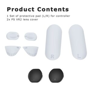 【8 PCS Set】PS VR2 Controller Silicone Anti-Slip Pad L/R Set + VR Headset Lens Cover Protective Compatible with PS VR2 Protective Accessories