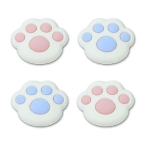 PERFECTSIGHT Cute Cat Paws Switch Thumb Grip Caps for Nintendo Switch OLED Console/Switch Lite, Kawaii Silicone Joystick Cap Button Stick Cover Cartoon 3D Analog for NS Controller Joycons, 4PCS