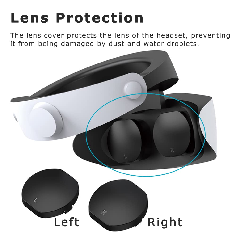 【8 PCS Set】PS VR2 Controller Silicone Anti-Slip Pad L/R Set + VR Headset Lens Cover Protective Compatible with PS VR2 Protective Accessories