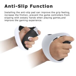 【8 PCS Set】PS VR2 Controller Silicone Anti-Slip Pad L/R Set + VR Headset Lens Cover Protective Compatible with PS VR2 Protective Accessories