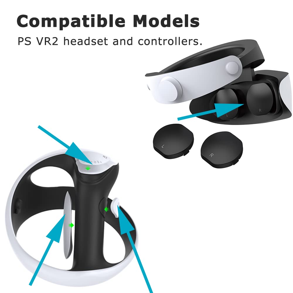 【8 PCS Set】PS VR2 Controller Silicone Anti-Slip Pad L/R Set + VR Headset Lens Cover Protective Compatible with PS VR2 Protective Accessories