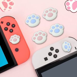 PERFECTSIGHT Cute Cat Paws Switch Thumb Grip Caps for Nintendo Switch OLED Console/Switch Lite, Kawaii Silicone Joystick Cap Button Stick Cover Cartoon 3D Analog for NS Controller Joycons, 4PCS