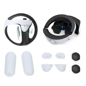 【8 PCS Set】PS VR2 Controller Silicone Anti-Slip Pad L/R Set + VR Headset Lens Cover Protective Compatible with PS VR2 Protective Accessories