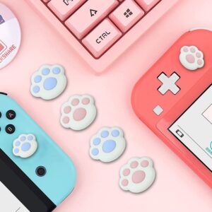 PERFECTSIGHT Cute Cat Paws Switch Thumb Grip Caps for Nintendo Switch OLED Console/Switch Lite, Kawaii Silicone Joystick Cap Button Stick Cover Cartoon 3D Analog for NS Controller Joycons, 4PCS