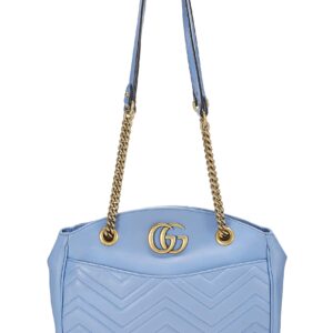 Gucci, Pre-Loved Blue Leather GG Marmont Tote, Blue