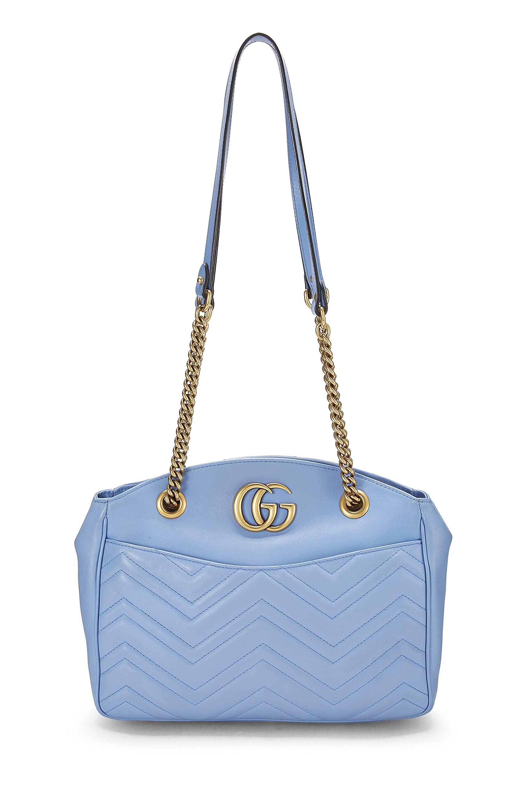 Gucci, Pre-Loved Blue Leather GG Marmont Tote, Blue