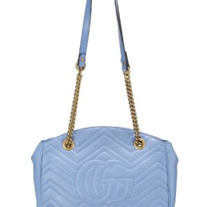 Gucci, Pre-Loved Blue Leather GG Marmont Tote, Blue