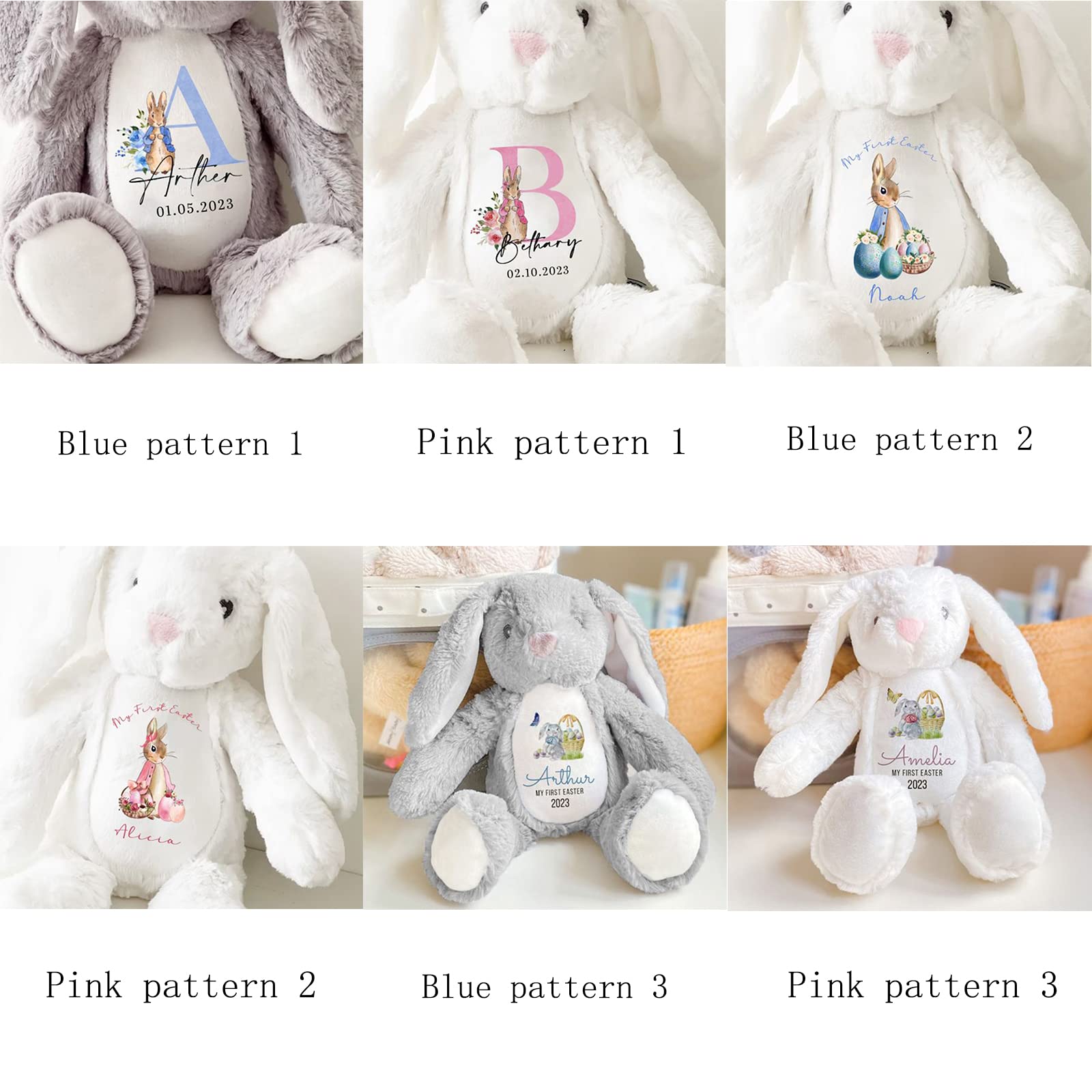 KAKU HOME Personalised My First Easter Gift Bunny with Name，The Plush Rabbit That Accompanies The Child