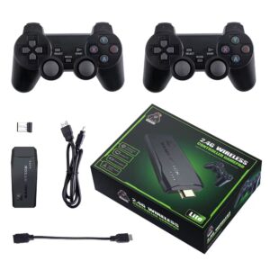 cawevon wireless retro gaming console, 9 classic emulators, plug and play video game stick built-in 20000+ classic games, 4k hd hdmi output for tv with dual 2.4g wireless controllers (64g)