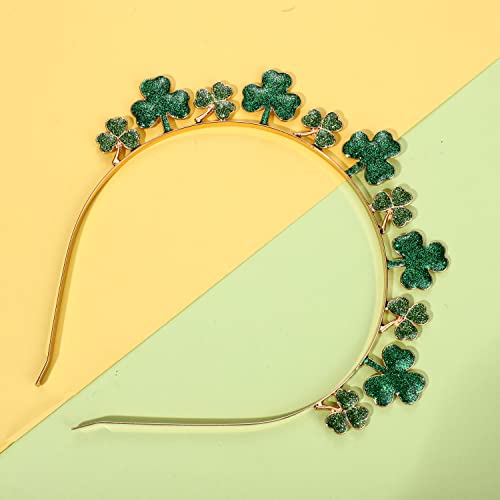 CEALXHENY St. Patrick's Day Headbands, Glitter Rhinestone Shamrock Headbands Lucky Irish Hairbands St Patrick's Day Accessories Party Favors Gifts (Shamrock)