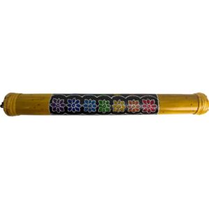 16" Handmade & Painted Bamboo Rainstick Chakra Spirals and Flowers Ethically made in Bali