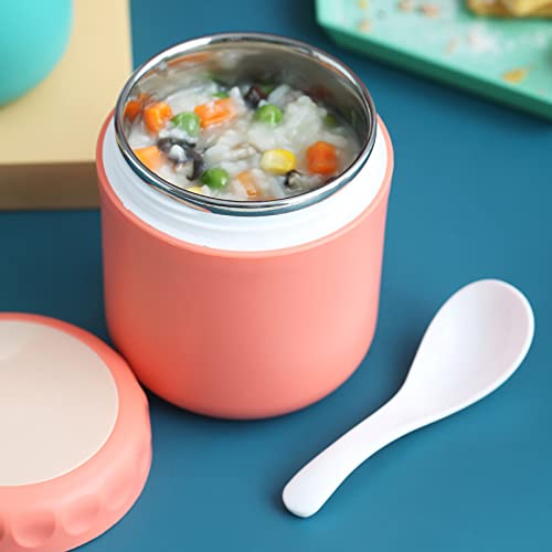 Syuanmuer 2PCS Insulated Food Soup Jar, Leak Proof Stainless Steel Soup Thermos Lunch Box with Spoon, 430ML Portable Thermos for School Work Picnic.