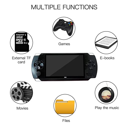 Gxcdizx Black Handheld Game Console 4.3 inch Retro Handheld Games Consoles Built-in 10000 Classic Games Rechargeable Battery Portable Style Hand Held Game System