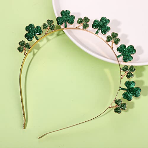 CEALXHENY St. Patrick's Day Headbands, Glitter Rhinestone Shamrock Headbands Lucky Irish Hairbands St Patrick's Day Accessories Party Favors Gifts (Shamrock)