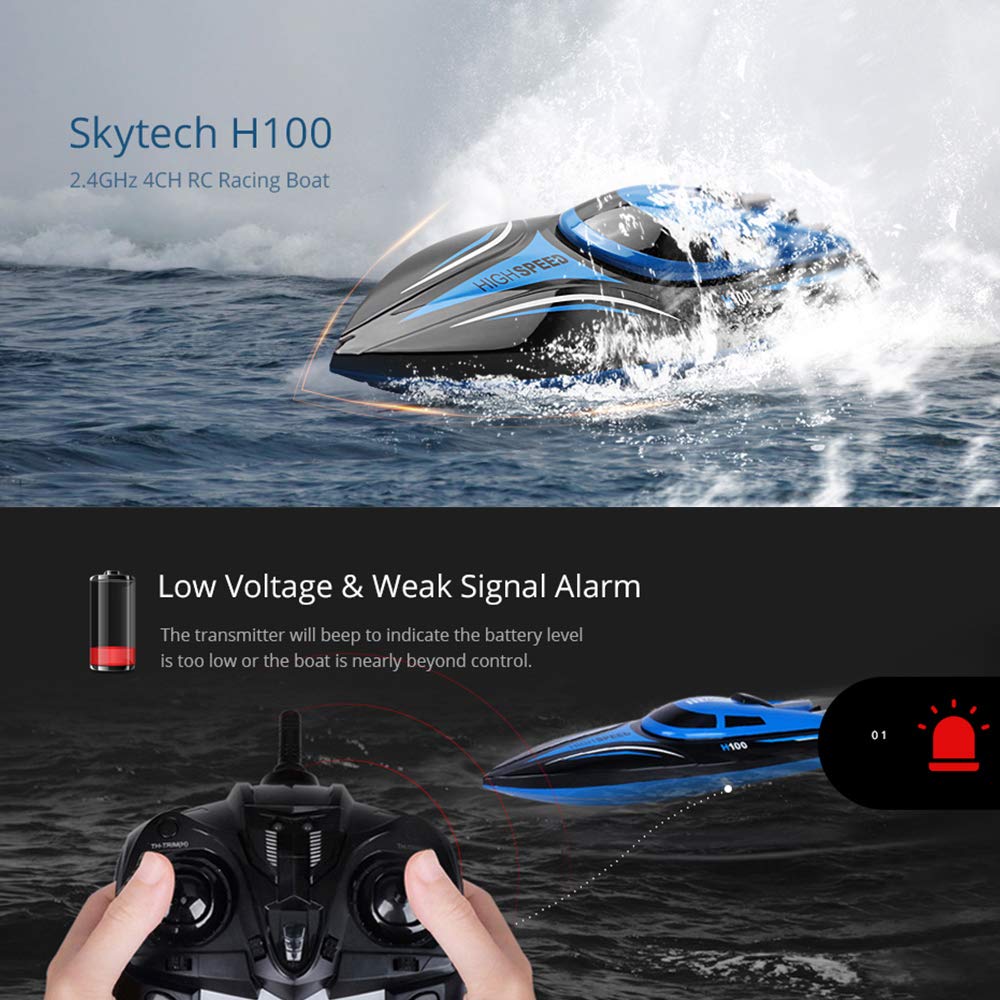 SSBHDM RC Ship Water Toy Racing Boat H100 RC Boat 2.4G 4CH Radio-Controlled Boat 180 Degree Flip 20KM/H High Speed Racing Boat Outdoor Toys for Kids Boy Girl Gift Toy