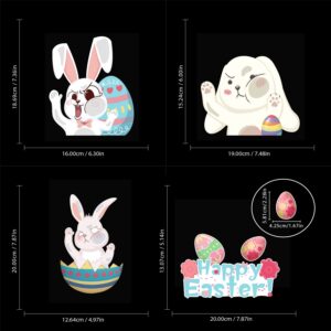 4 Pcs Reflective Bunny Car Scratch Stickers Window Clings Easter Car Decoration Stickers -Vesvory Cute Eggs Bunny Window Clings Refrigerator Stickers Easter Decoration Accessories