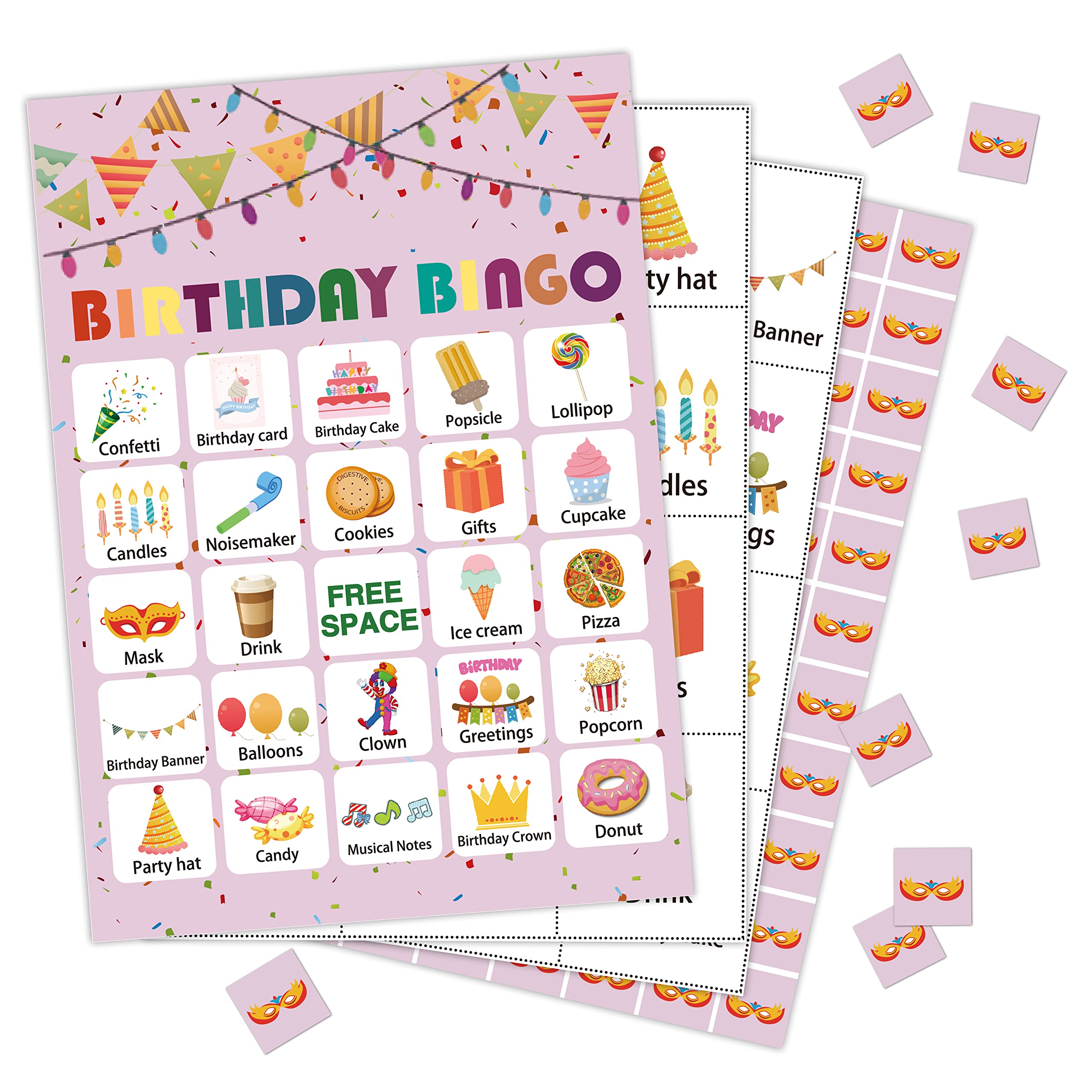 Zodvery Birthday Bingo Cards, Birthday Party Activities Bingo Game, Kids Birthday Game, Boys and Girls Birthday Party, Family Activities Party, Group Activity - 24 Players/ 06srfen