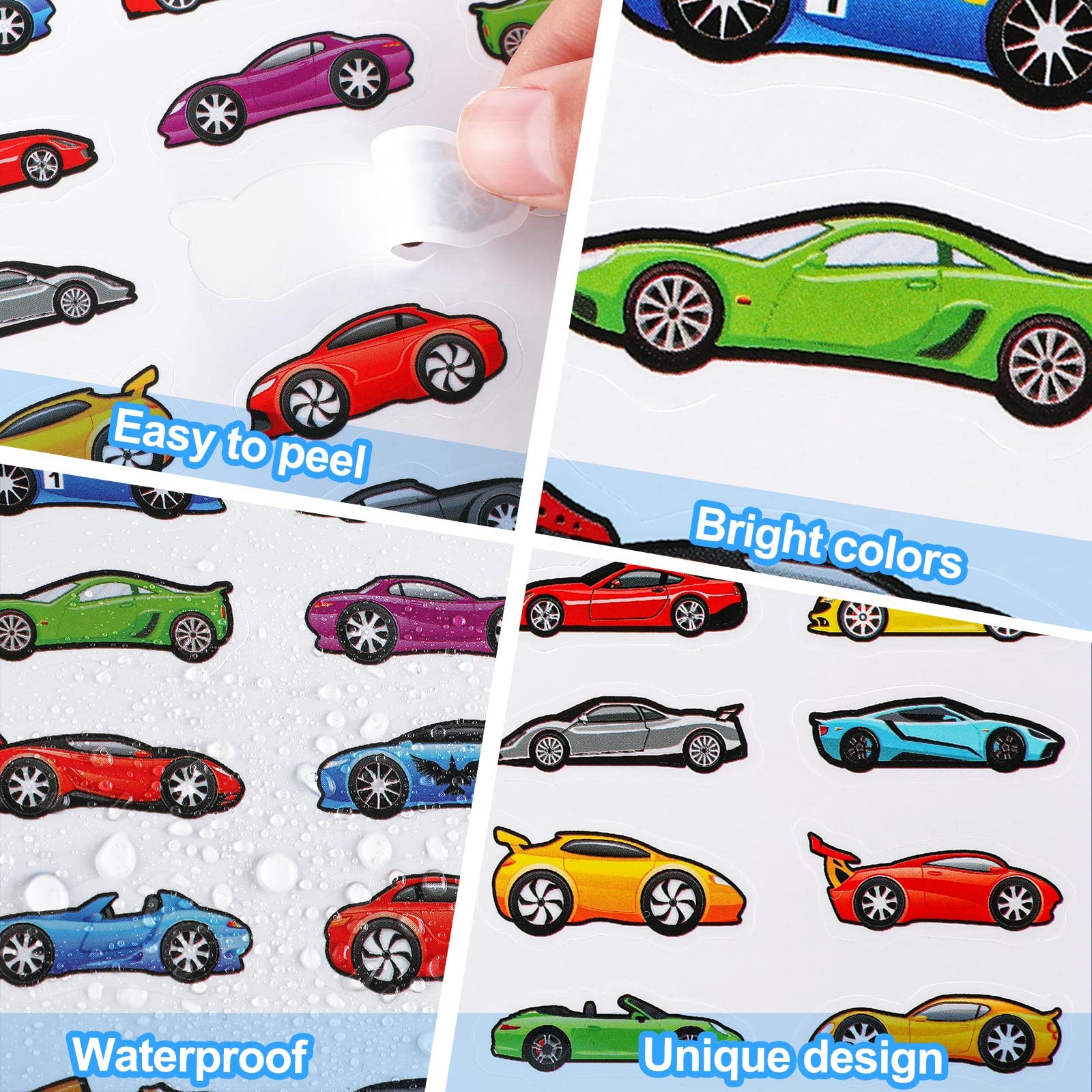 500 Pcs Race Car Stickers for Kids Transportation Stickers Sports Car Stickers Vehicle Stickers for Boys Toddler Teens Car Themed Party Favors Teacher Reward Educational Toy Art Craft Activities