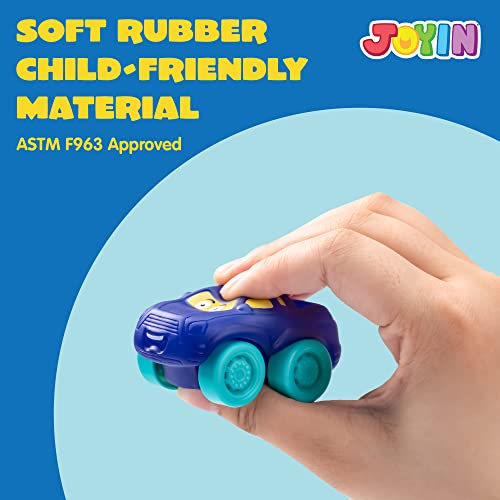 JOYIN 18 Pcs Pull Back Cars Set and 18 Pcs Soft Rubber Toy Car Set, Mini Toy Vehicles，Car for Toddlers, Party Favors for Kids