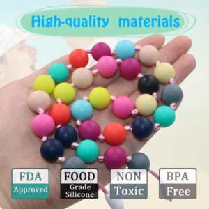 Chew Necklaces for Sensory Kids, 2PCS Silicone Chewy Necklace for Autistic Children Chewing, Silicone Fidget Necklace for Boys Girls with Autism